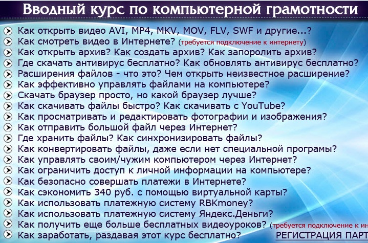 Компьютерная грамотность бесплатно