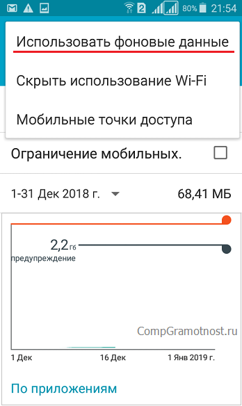 Отключение ограничения фоновых данных для всех приложений Андроида